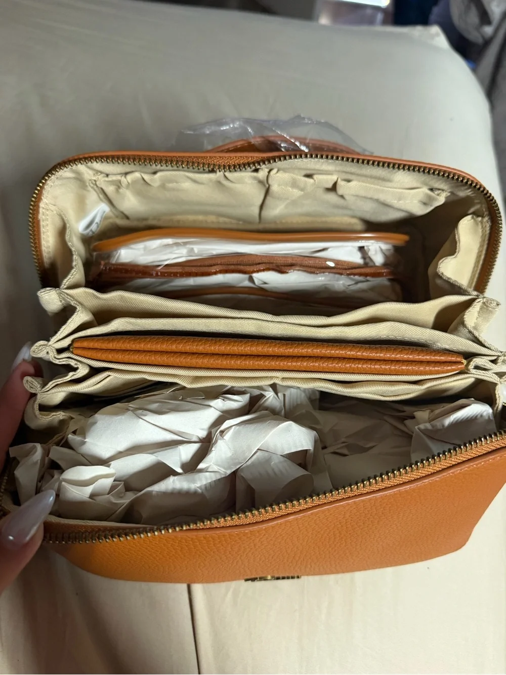 Divvia Travel Makeup 3 Pcs Set, Waterproof Leather Organizer - Large
